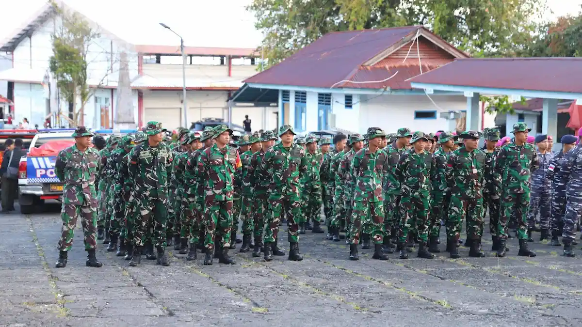Apel gabungan TNI Polri Basarnas saat Bupati Sitaro tutup tanggap darurat bencana hidrometeorologi Sulutviral.info