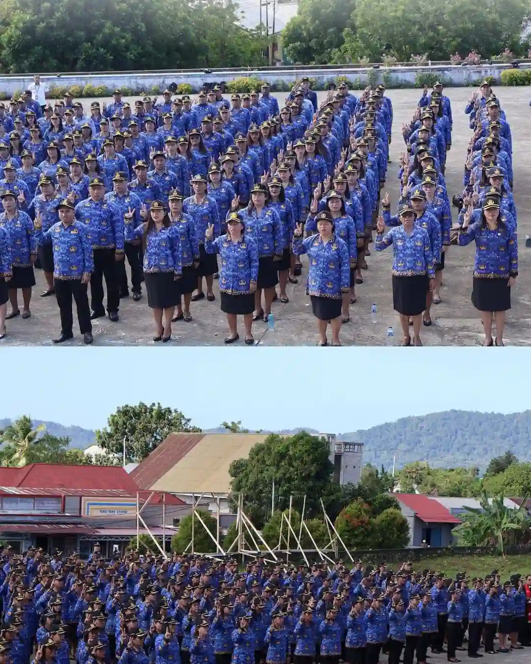 Ratusan PPPK paruh waktu Kepulauan Talaud mengikuti pelantikan dan pengambilan sumpah jabatan di halaman Kantor Bupati sulutviral.info