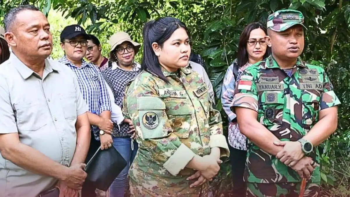 Wakil Bupati Talaud Anisya Bambungan bersama Dandim 1312 Yanuar Yudistira meninjau lokasi pembangunan Kompi TP di Kecamatan Salibabu Kepulauan Talaud sulutviral.info