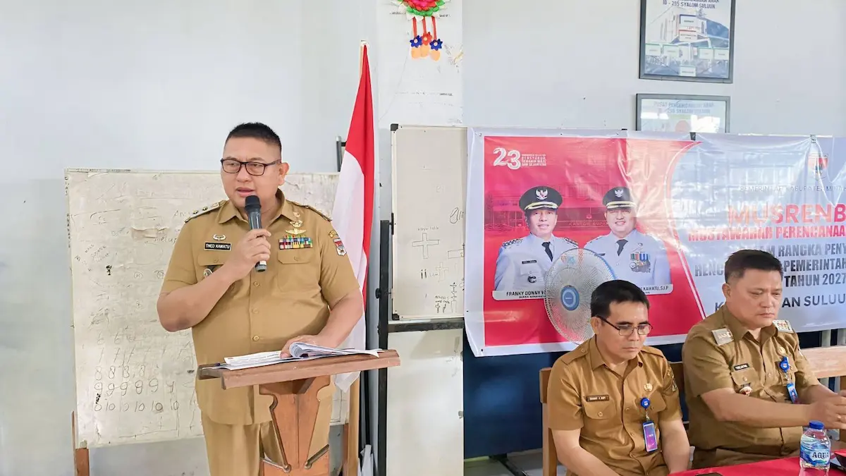 Wakil Bupati Minahasa Selatan Theodorus Kawatu membuka Musrenbang RKPD 2027 Kecamatan Suluun Tareran di Aula GMIM Syalom Desa Suluun IV sulutviral.info