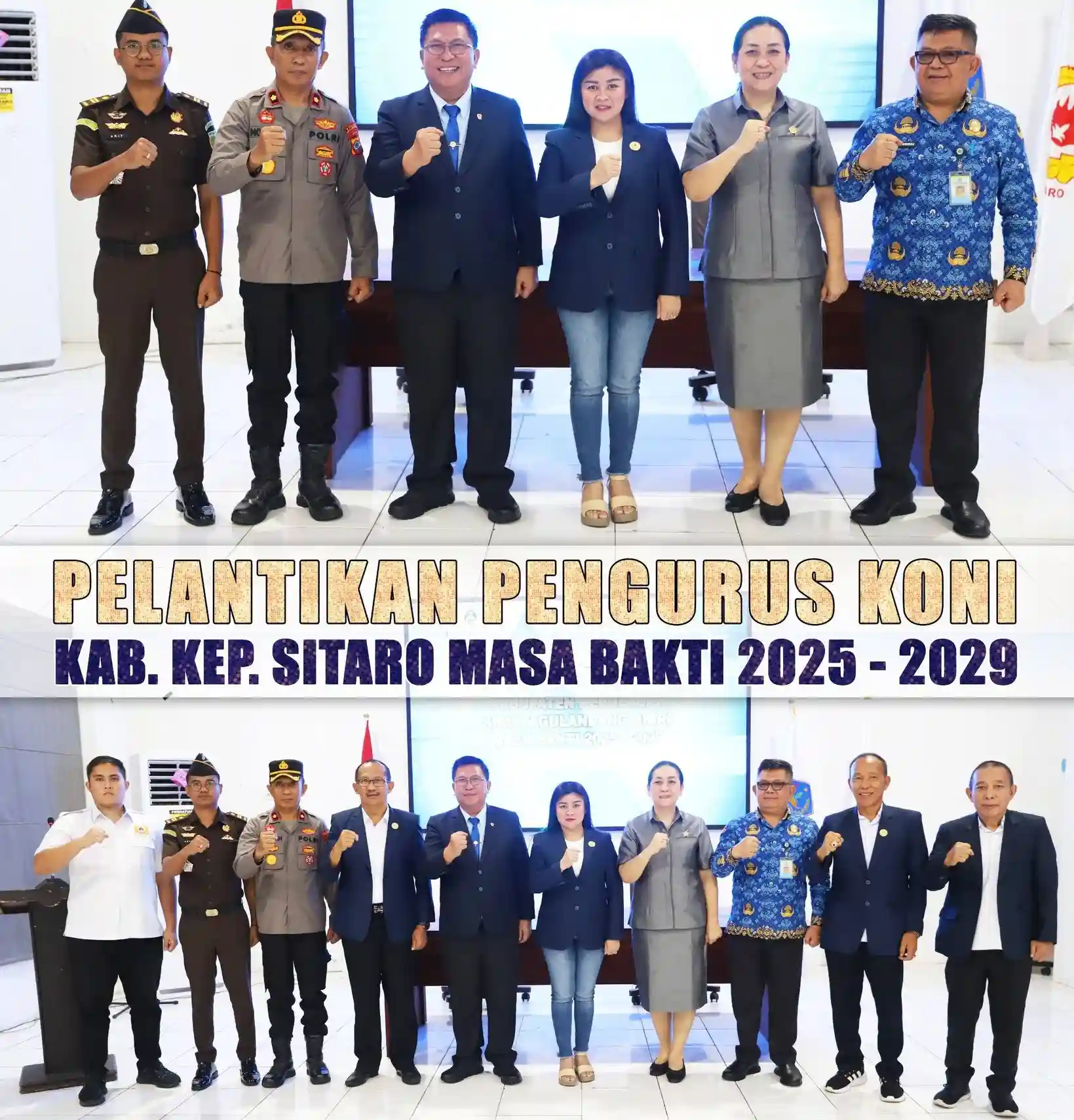 Ketua KONI Sulut dan Sitaro foto bersama di Kantor Bupati Sitaro sulutviral.info