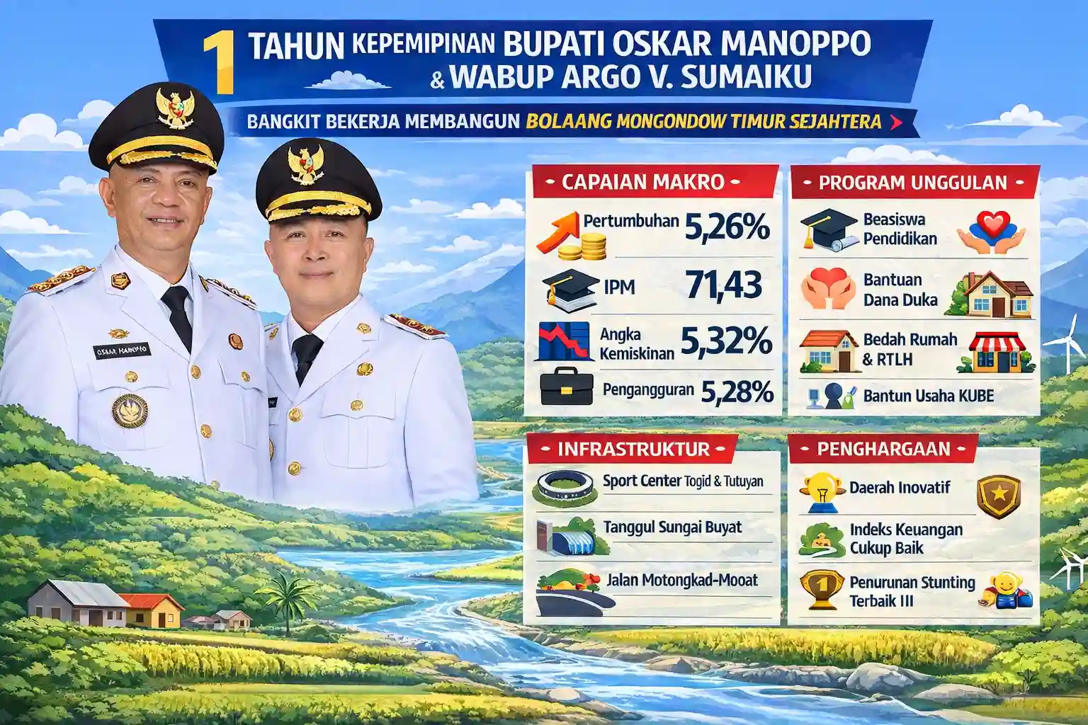 Infografik Capaian satu tahun Pemkab Boltim Oskar Argo 2026 sulutviral.info