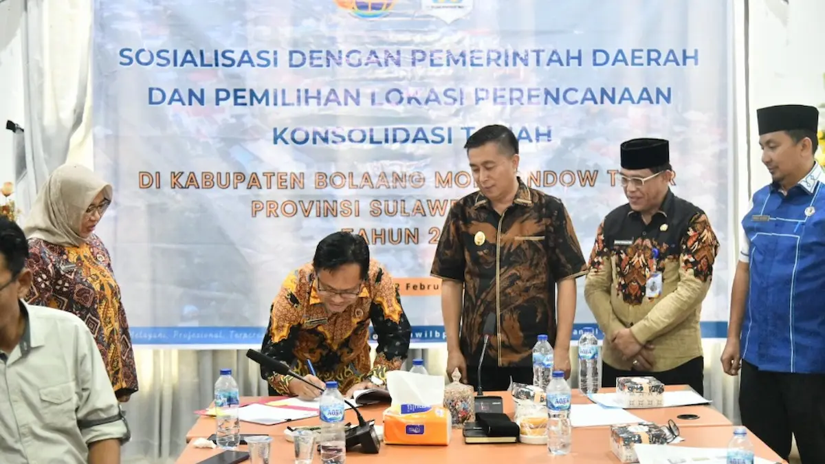 Penandatanganan berita acara konsolidasi tanah Boltim 2026 sulutviral.info