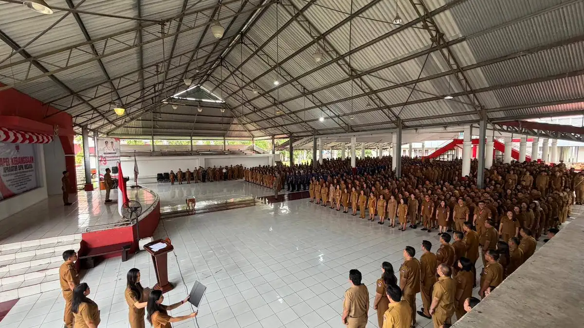 ASN Minahasa Selatan mengikuti apel kebangsaan di Aula Waleta